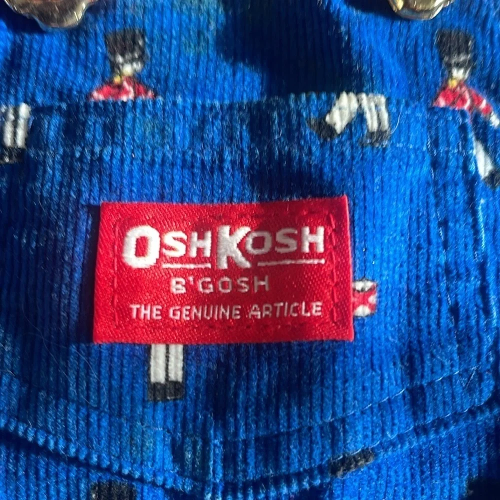 Vintage Oshkosh B’Gosh - blue corduroy overalls with toy soldiers - 24 months